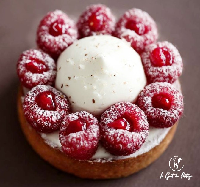  Tartelette framboise lait d'amande Lignac