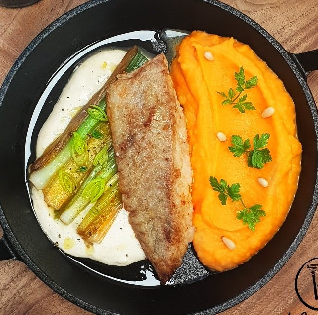  Eglefin butternut poireau roti