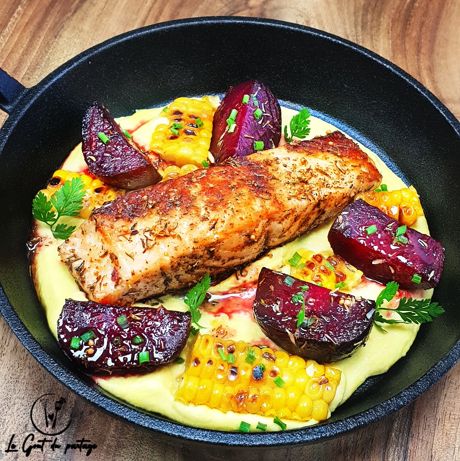  Saumon cajun, mais betterave