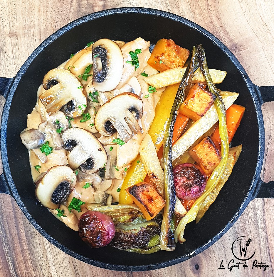  Fricassé poulet champi légumes braisés