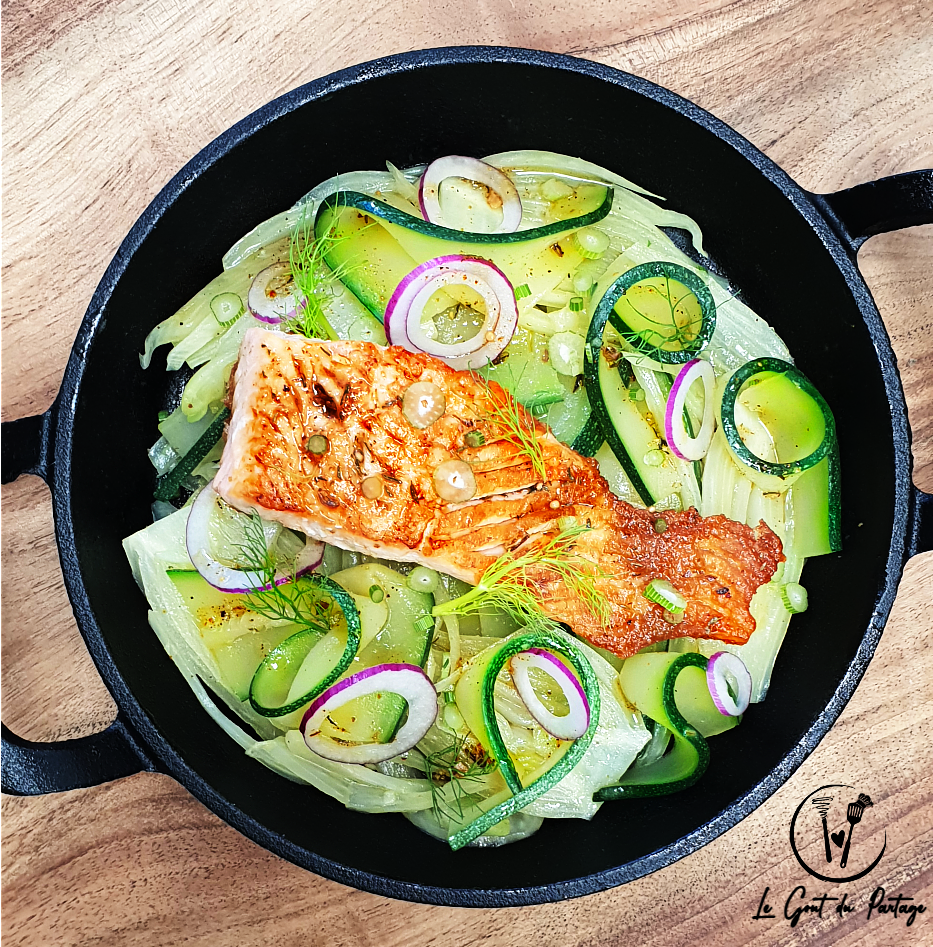  Pavé saumon roti courgette et fenouil